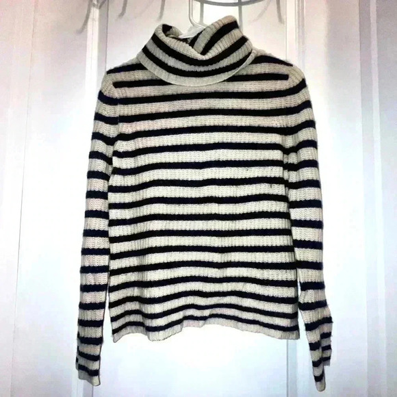 360 Cashmere women’s cashmere striped turtleneck - Picture 1 of 4